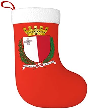 Cutedwarf סמל לאומי של מלטה גרב חג המולד של חג המולד קישוט קלאסי קלאסי 18 אינץ 'אח תלייה גרב