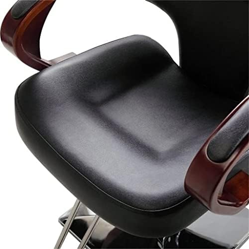 אגוז 360-תואר מסתובב הידראולי כיסא ספר שיער יופי סלון ציוד עם עץ משענת יד, גובה מתכוונן, שחור