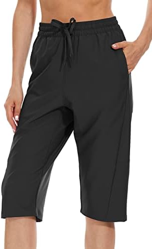 מכנסיים קצרים ארוכים של נשים ג'נארי 15 מכנסי ברמודה קצרים מתחת לברך מהירים יבש חיצוני חיצוני גולף ארוך טיולים קצרים עם כיסים