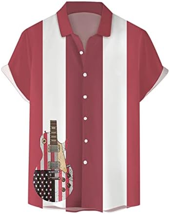2023 דגל יום עצמאות של גברים חדשים כפתור דש אופנה מותאם אישית לחולצת חולצת חולצה חולצת שרוול קצר כותנה