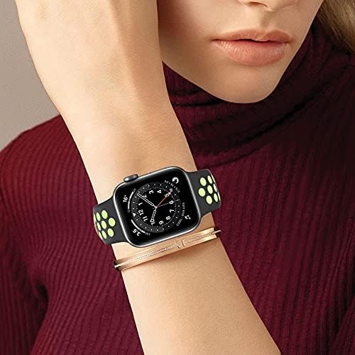 תואם להקת Apple Watch 38 ממ 40 ממ, להקות סיליקון רכות נושמות להקות iwatch, תואמות לסדרת Apple Watch SE 6/5/4/3/2/1 להקות לנשים, שחור כרך