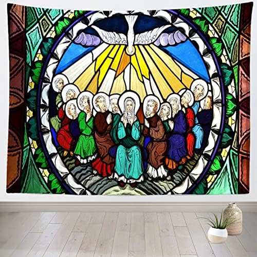 Corfoto 10x8ft בד ישוע ויטראז 'חלון זכוכית פנטקוסט תפאורה דת ישוע נוצרי ציור כנסיית גן עדן יונה רקע למסיבת האירועים של הכנסייה