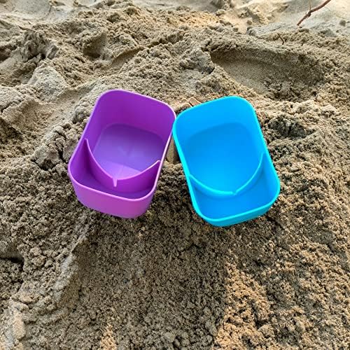 לואוזו חוף מחזיק כוס עם כיס חוף חול תחתיות לשתות כוס מחזיקי עבור נסיעות ססגוניות 2 חבילה צבע כחול / סגול