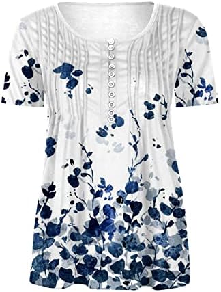קיץ טוניקה חולצות עבור בתוספת גודל נשים 2023 טרנדי כפתור צווארון פרחוני הדפסת חולצה קפלים זורם הנלי חולצות
