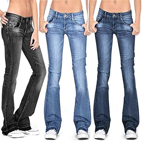 מכנסי ג ' ינס רחבים עם רגליים רחבות לנשים בתוספת גודל עם כיסי רוכסן