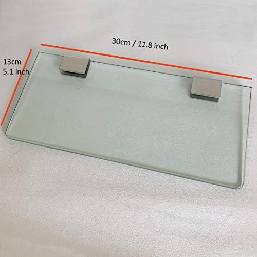 קיר רכוב מזג זכוכית צף דקורטיבי תצוגת מדף בית משרד דקור 7.87 ב.מדף אחסון אמבטיה 5 ד
