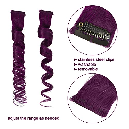 וינסקי סגול מתולתל קליפ בצבע שיער הרחבות אמיתי שיער טבעי-גלי פאה עבור נשים קליפ על 5 יחידות סט