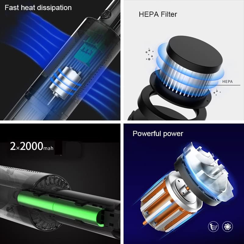 Litaitai נייד שואב אבק אלחוטי לניקוי רכב וניקיון ביתי - דגם 2023 משודרג עם יניקה של 6000PA, סוללה נטענת, פילטר רחיץ, עיצוב קל משקל - באסטר