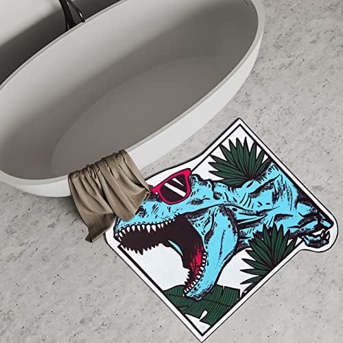Lvilpdhh Cartoon Dinosaur כחול לובש משקפיים שטיח אמבטיה מחצלת רצפה סופגת, חומר בוץ גומי דיאטום, מחצלת ייבוש מהיר ללא החלקה לאמבטיה וחדר