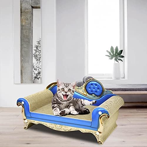 עבור חתול גרדן מיטת חתול ספה גלי נייר שריטות לוח שחיקה טופר חתול שריטה כרית עבור חתלתול להגן על שטיחים וספות, כחול, 70 סמ 28 סמ 31 סמ