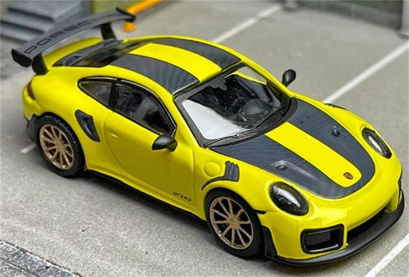 עבור פלז לפורשה עבור 911GT2RS מכונית ספורט מהדורה מוגבלת צהוב 1:64 משאית דיאסטית דגם שנבנה מראש