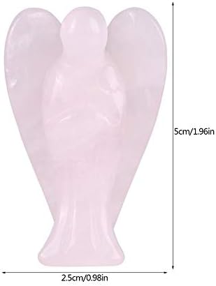 Walfront Natural Crystal גילוף פסלון קוורץ גביש כיס גודל גודל אפוטרופוס פסל מלאך ורוד לקישוט 5 x 2.5 סמ/1.96 x 0.98 אינץ '
