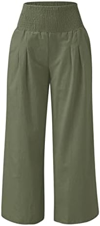 מכנסיים לנשים, פשתן כותנה קלאסית מכנסיים זורמים בקיץ מכנסי טרקלין פלאצו