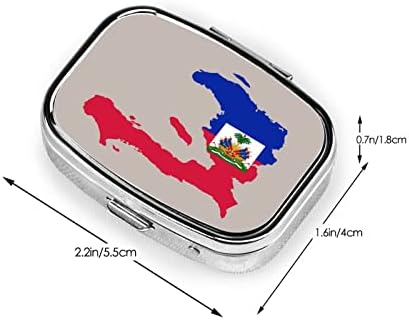דגל המפה של האיטי כיכר מיני גלולת תיבת נסיעות ידידותי נייד קומפקטי גלולת מקרה עם מראה