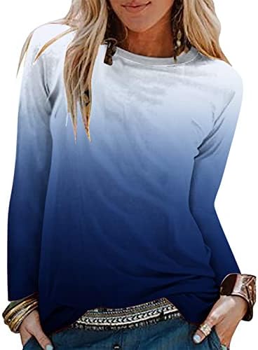 צוואר עגול מזדמן של נשים שרוול ארוך מודפס חולצה חולצה חולצה חולצות טוניקה קנומה קז'ן
