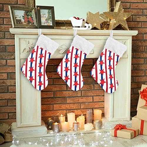 Pimilagu כוכבים ופסים אמריקאים גרבי חג המולד 1 חבילה 17.7 , גרביים תלויים לקישוט חג המולד