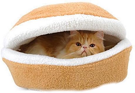 מומודה חתול מערת מיטת המבורגר סוג שק שינה ציוד לחיות מחמד צבע חום