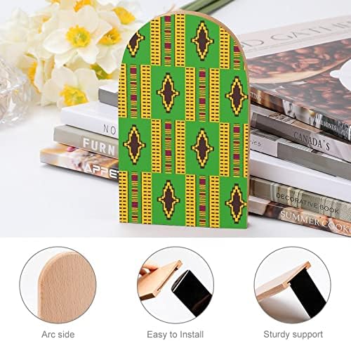 הדפס אפריקאי אנקרה דפוס עץ תומכי ספרים ללא החלקה ספר עומד ספר בעל ספר מסתיים תומך מדף ספרים מדפי דקור 1 זוג