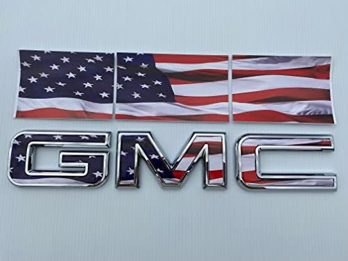 סמלים פלוס דגל אמריקאי GMC סיירה AT4 SLE SLT SLT DENALI בסיס הגבהה 1500 2500 GRILL GMC סמל סמל מדבקות כיסוי ויניל גיליון ויניל חותך את