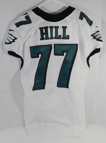 2015 Philadelphia Eagles Alfy Hill 77 משחק הונפק ג'רזי לבן 44 725 - משחק NFL לא חתום משומש