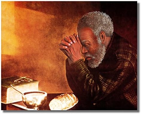אפרו -אמריקני שחור שחור יומי אדם מתפלל בחסד קיר דתי תמונה 8x10 הדפס אמנות