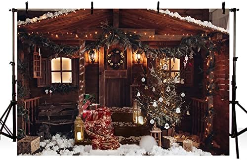 תפאורת חג המולד של Mehofond לצילום דיוקן משפחתי חורפי עץ חג המולד שלג בוקה רקע וינטג