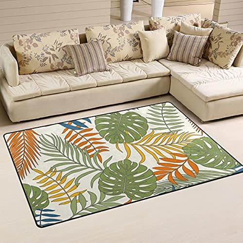 עלי דקל טרופיים שטיחים גדולים של שטיחי שטיחים משתלת שטיח פליימט לילדים משחק חדר שינה בחדר סלון 60x39 אינץ ', שטיח תפאורה ביתית