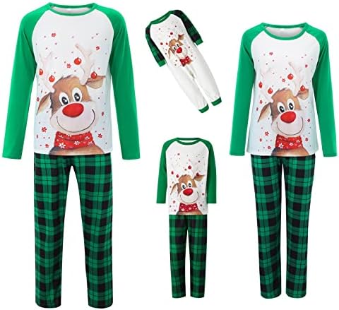 פיג'מה משובצת משפחתית, תלבושת חג המולד פיג'מה לבגדי שינה משפחתיים מכנסיים מכנסיים מכנסיים של סנטה