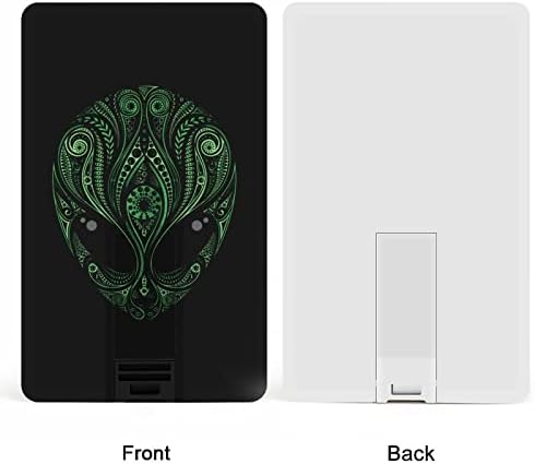 ראש חייזרים ירוק USB 2.0 מכריע פלאש מכונן זיכרון צורת כרטיס אשראי