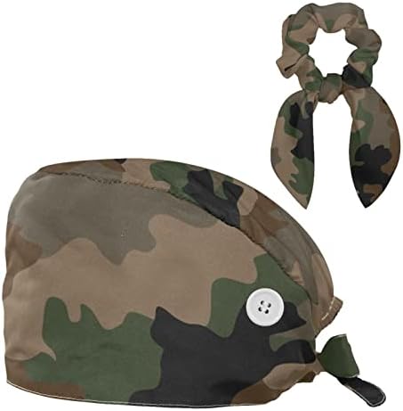 כובע דפוס הסוואה כובע כובע כובע עבודה גודל אחד צבע רב צבע עם שיער קשת משובש