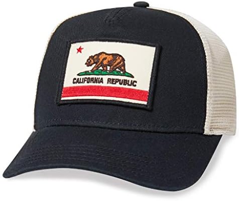 אמריקאי מחט קליפורניה רפובליקה קאלי דוב מדינת דגל מתכוונן סנאפבק אבא בייסבול כובע, שנהב / שחור