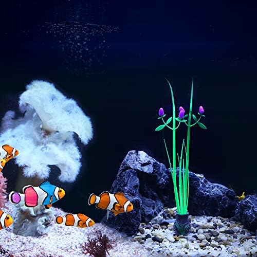 אקווריום סימולציה אלמוגים סחלב פרח, סיליקון ניאון אלמוגים זוהר קישוטי דגי טנק נוף קישוט, סגול