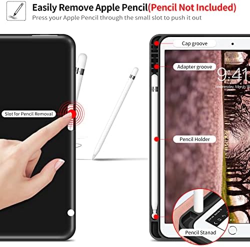 מארז הדור ה -9 של אייפד 10.2 אינץ 'מארז 2021 & iPad מארז הדור ה -8/7 עם מחזיק עיפרון מובנה, עמדת צפייה רב זוויתית עמדת עור PU עם כיס,