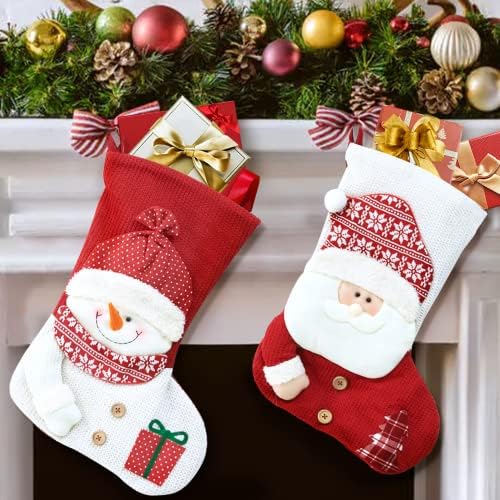 Maylai 2 חבילה 17.7 גרבי חג מולד גרביים גדולים סנטה, איש שלג, לקישוטים אחים קלאסיים משפחתיים תלייה לקישוט לחג המולד מסיבת חג חג המולד