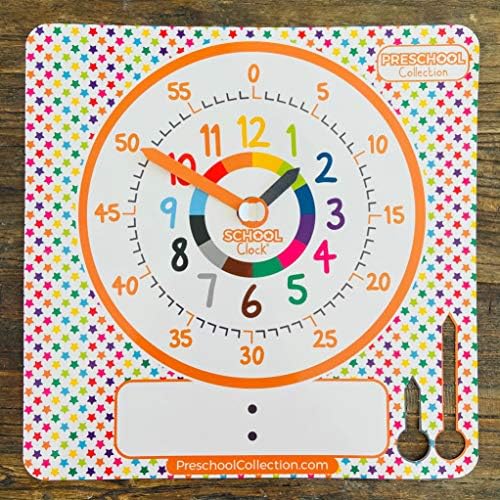 שעון קולקציית גן ילדים - מורה בזמן שעון קיר אילם חינוכי 10 אינץ 'עם מספרים צבעוניים - חיוג אנלוגי קל לקריאה לכיתות המורים, חדר השינה לילדים
