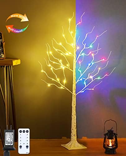 Zhouduidui עץ ליבנה מואר, 4ft 48 עץ ליבנה עם אורות, 4 ביולי עיצוב מקורה חיצוני חיצוני אור מלאכותי אור עץ