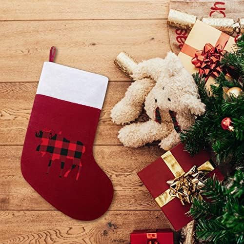 איל אייל משובץ באפלו גרבי חג המולד של חג חג המולד עץ עץ תליה גרביים עם קישוט שרוול קצר לפלאש למסיבת חג ביתי