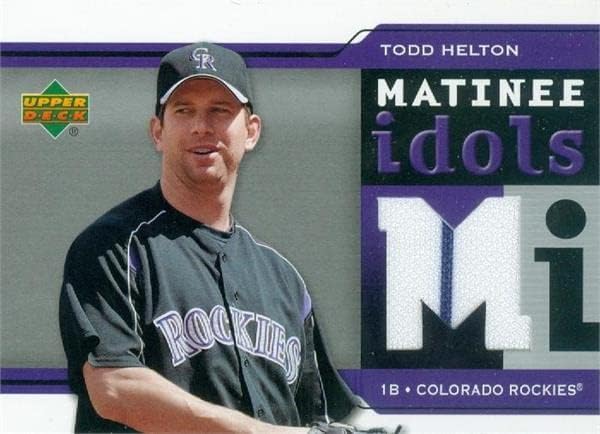 שחקן טוד הלטון Weld Weld Jersey Patch Baseball Card 2004 סיפון עליון matinee אלילי mi -th - משחק MLB משומש גופיות