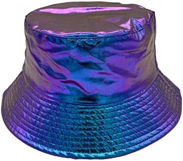 כובע דלי מטאלי יוניסקס כובעי דייגים טרנדיים כובע שמש אריז הפיך 80s שנות ה -90 של ה -90 כובע תלבושות היפ הופ ...