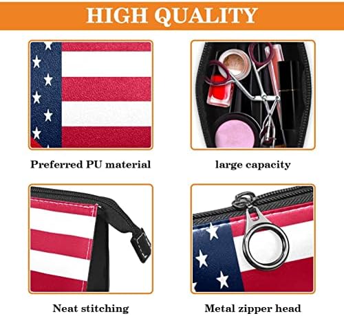 תיקי קוסמטיקה של Tbouobt תיקי איפור לנשים, שקיות טיול איפור קטנות, דגל אמריקאי וג'ורדן