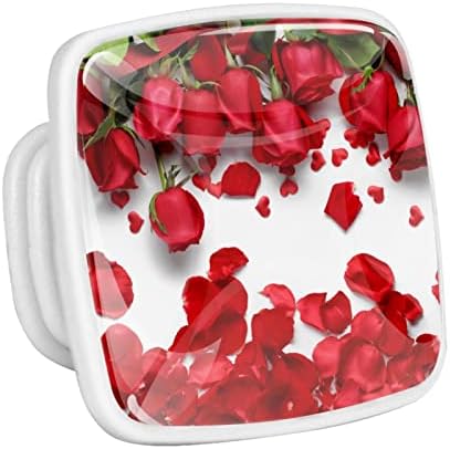 TBOUOBT 4 חבילה - ידיות חומרה ארונות, ידיות לארונות ומגירות, ידיות שידות בית חווה, יום האהבה של פרח ורד אדום