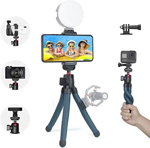 מצלמת טלפון מיני vlog חצובה תואמת למצלמת DSLR קטנה משקל קל משקל אייפון 13/12/11 Pro Max Samsung Canon Nikon Sony Camerates GoPro Action