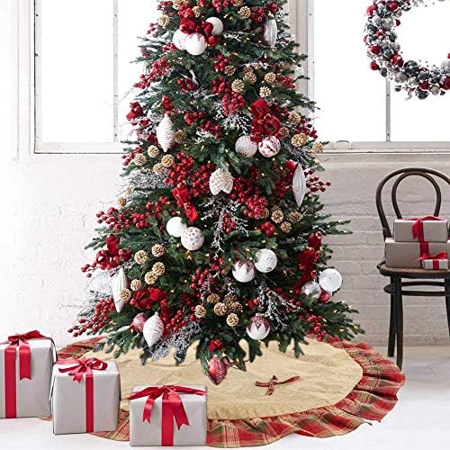 חצאית עץ חג המולד של GBPOY 120 סמ חצאית עץ חג המולד קצה סריג סינר בד לא ארוג עיצוב מסיבת בית עיצוב חג המולד חצאית עץ
