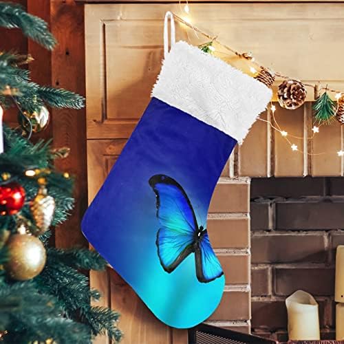שיגואה פרפר כחול גרבי חג המולד לבנים מחזיקי מתנה של גרב גרב לקישוט לחג מסיבות קישוטים