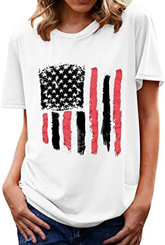 קיץ חולצות לנשים צוות צוואר 4 ביולי פטריוטי קצר שרוול חולצות אמריקאי דגל גרפי ארהב עצמאות יום חולצות