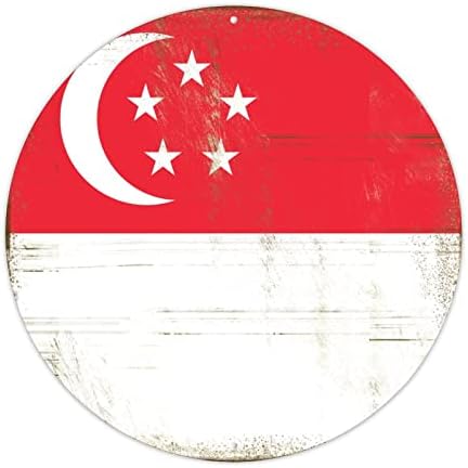 דגל סינגפור שלט מתכת וינטג 'שלט שתייה ייחודי מותאם אישית קיר קיר קיר אמנות פוסטר פח עם חורים מקודחים מראש למוסך ברים מועדוני קפה מערה