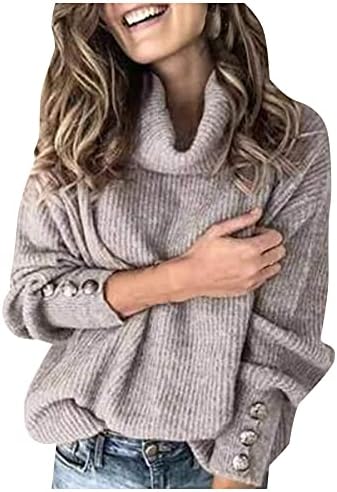 בגדי נפילה מסביר לנשים 2022 כפתור נשים סוודרים צוואר סוודרים משקל קל משקל שרוול ארוך אסימטרי אסימטרי סוודר סוודר B55