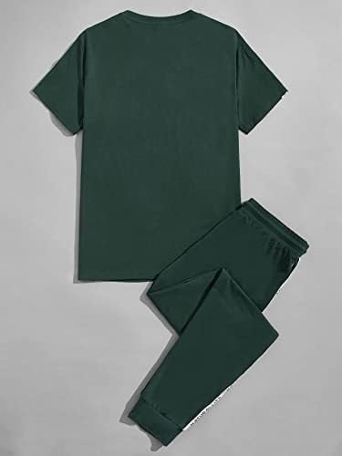 FIOXA תלבושות שני חלקים לגברים גברים קלטת מכתב טי ומכנסי סעדה המותניים המותניים