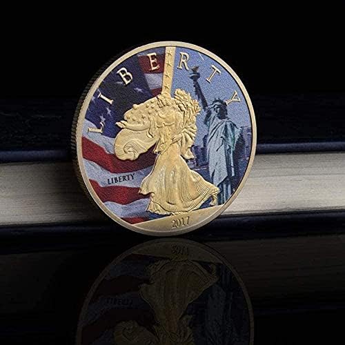 2017 ארצות הברית וושינגטון פסל של חירות מוזהבת מטבע זיכרון מטבע זר מטבע זרים צבעוני צבעוני וכסף מטבעות קישוטי קישוטי קישודים