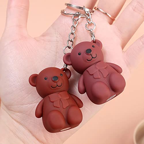 שורון 2 יחידות מחזיק מפתחות דוב שפתונים, 2 ב 1 מחזיק מפתחות דוב שפתון, דוב חמוד מט שפתיים קטיפה בוץ מחזיק מפתחות שפתון לאורך זמן זיגוג